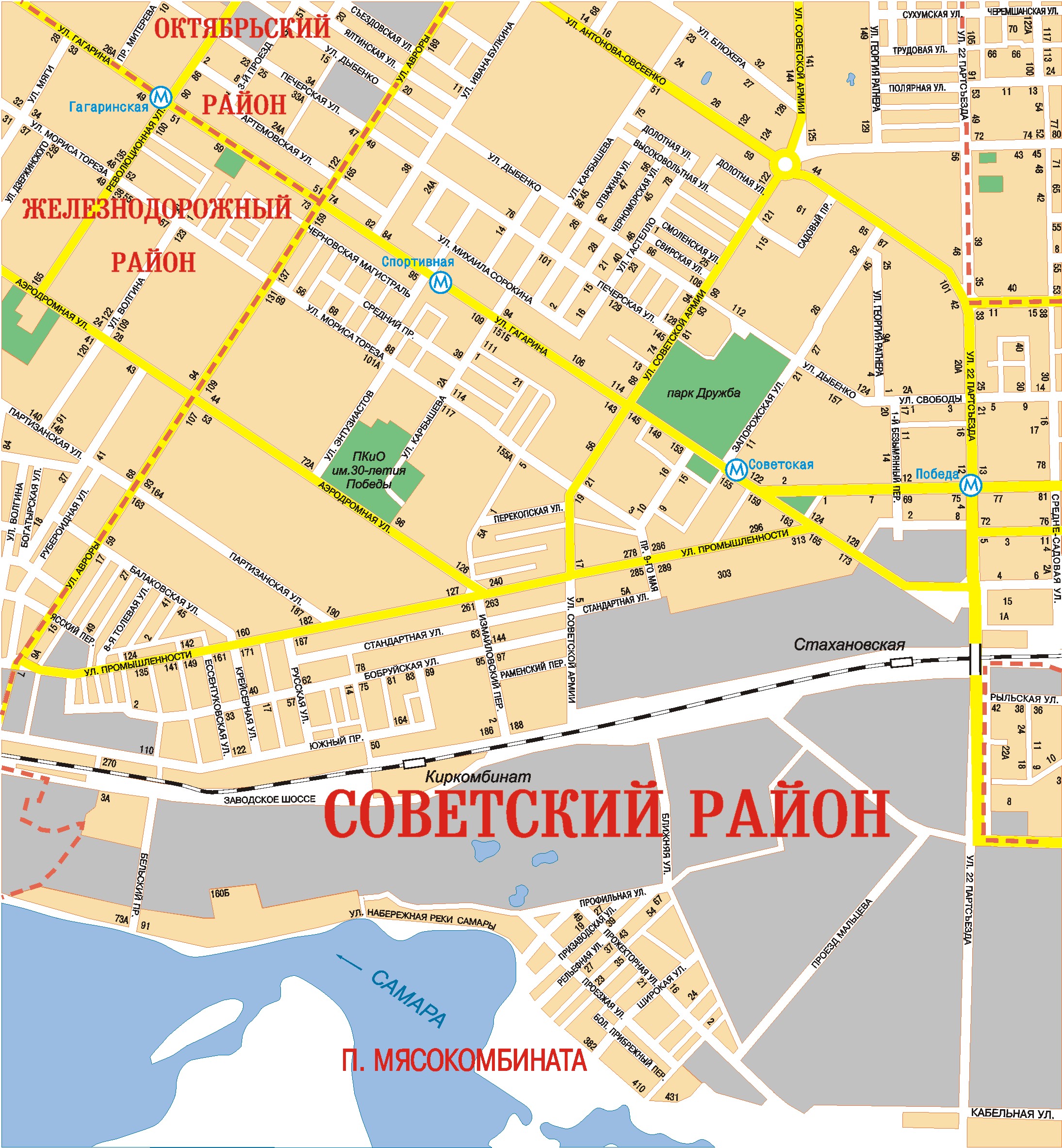 Карта советского района с улицами